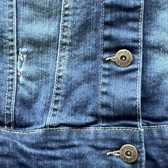 Mudd Classic Denim Vest Distressed Button Flap Pockets Button Tab Hem Size Small - Picture 11 of 14